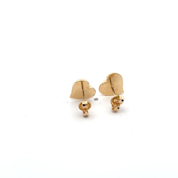 18K Gold Earrings Stud Heart - Picture 4 of 9